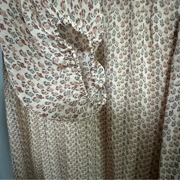 JODIFL Boho Mini Floral Print Dress Embroidered Top Long Sleeves Size Large - Picture 5 of 9